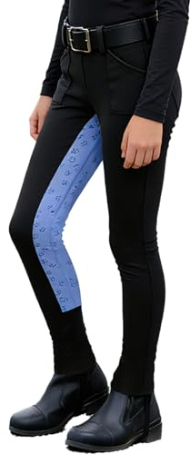 winying Enfants Pantalons D'Équitation Sport Haute Taille Fille Bicolore Legging De Sport Jambières Elastiques