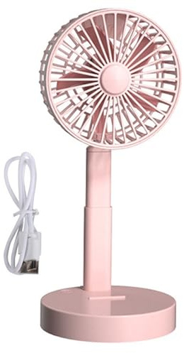 LIYJTK Ventilador USB telescópico portátil plegable, ventilador de escritorio de mesa silencioso para dormitorio, oficina, Camping, viajes (rosa)
