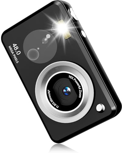 Digitalkamera FHD 1080p, 48MP Fotokamera 16X Digitalzoom Kamera, Mit 1300 mAh Akku, 2,4 LCD Bildschirm, Kinder Digitalkamera/Kinderkamera Kinder.