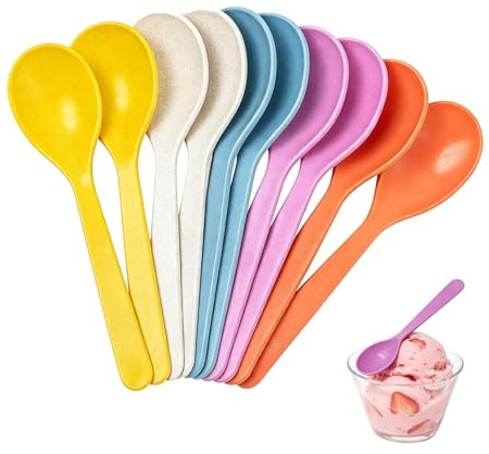 10 PCS Plastic Spoons,Plastic Teaspoon Small Colorful Dessert Tea Spoon Kit | Easy Sturdy Durable Clean Reusable for Cake Ice Cream Coffee Yogurt Daily Party Camping Travel School Office (Multicoloured)