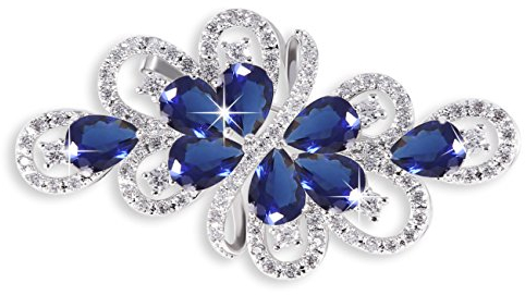 Deyanse Silber Brosche Damen, Brosche Silber Broschennadeln Anstecknadeln mit Blau Tropfen Zirkonia Kristall, Brosche Pin mit Geschenkbox für Mutter Frauen Anzug Pullover Mantel