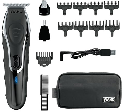 Wahl Aqua Blade® Rechargeable Wet/Dry Lithium-Ion Deluxe Beard Trimmer for Men - Interchangeable Heads for Detailing, Hair, Mustache and Body Grooming - Model 9899-100