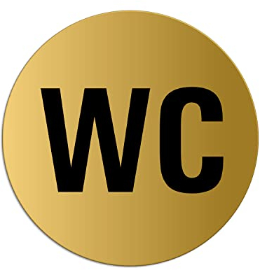 Señal Cartel Placa WC Ø 75 mm Aluminio anodizado oro autoadhesivo No.39004-M