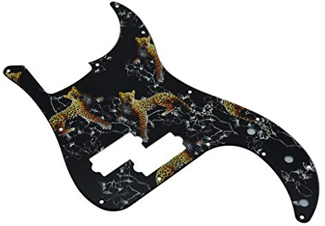 KAISH P-Bass-Pickguard mit 13 Löchern, 3D-Druck, Kunststoff, Schlagbrett, PB, Plektrumschutz für USA/Mexiko, Präzisions-P-Bass, Leopardenmuster