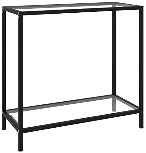 vidaXL Konsolentisch Flurtisch Konsole Beistelltisch Sideboard Wandtisch Frisiertisch Glastisch Deko Transparent 80x35x75cm Hartglas Stahl