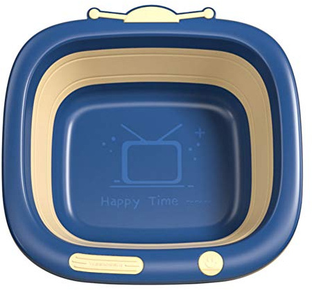 Toddmomy Baby Waschschüssel Klappbar Tragbar Neugeborenes Waschschale Waschwanne Multi Füße Po Waschbecken für Home Küche Outdoor Reisen Blau