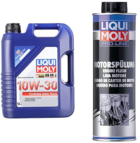Liqui Moly Touring High Tech 1272 Engine Oil 10 W-30 5 Litres & P000065 Pro-Line Engine Flush, 500 ml