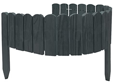 Floranica Rollborder Clôture Flexible en Bois de pin 100 x 10 cm Anthracite Bordure Jardin Exterieur Palissade en Bois Claustra Barrière Parterre de Fleurs Cloture Parterre