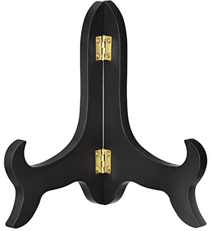 sourcing map 7 Easel Plate Holder, Wooden Folding Display Stand Black for Decorative Picture Frame