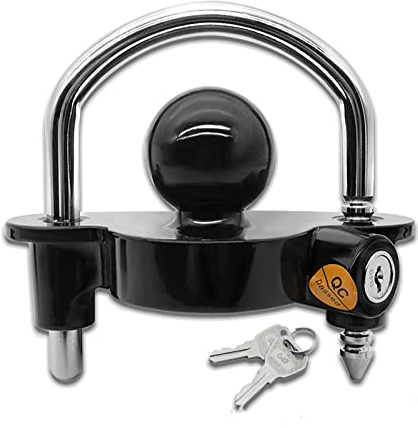 AUTOXBERT Diebstahlschutz Anhängerschloss einfache Montage für gängige Anhängerkupplung Wohnwagen Aluminiumlegierungssockel sicher Kreuzschloss Schwarz