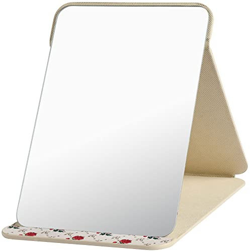 OSDUE Reisespiegel Klappbar, Klappbar Make-up, Tragbar Kosmetikspiegel, Klappbarer Reisespiegel für Tischplatte, Handheld, Zuhause und Reisenutzung (Extra groß- 26 * 18CM) | Reisespiegel, Schminkspiegel, tragbarer Make-up-Spiegel für Büro, Schreibtisch, Schminktisch und Reisen