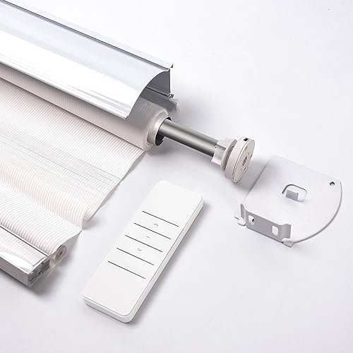 HUIYEETEX Motor de persiana enrollable recargable, kit de motor tubular motorizado con controlador RF de 1 canal que funciona para tubo de sombra de 25 mm