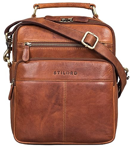 STILORD 'Joe' Modische Herrentasche zum Umhängen aus Leder Schultertasche Männer Umhängetasche Echtleder Studenten Tasche, Farbe:kara - cognac