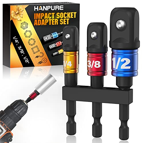 Embout Visseuse a Choc Adaptateur Douille - Adaptateur pour Cle a Choc Douille, Porte Embout Visseuse Long, Cliquet, Perceuses, 1/4, 1/2, 3/8 Pouce, Cadeau Homme Accessoire Voiture Outils Electricien