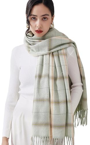 CINGHIA Sciarpa Invernale Donna 200x70cm, Scialle, Sciarpone Inverno, Foulard, Sciarpa Tartan (Verde)