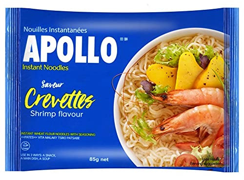 Délicieuses Nouilles Créoles aux Crevettes APOLLO - 85g | Saveurs Exotiques, Prêtes en Minutes | Authenticité Créole Retrouvée - Le Lot De 6