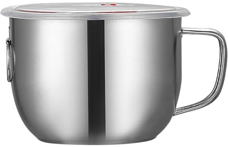 Pssopp Cuenco con de Acero Inoxidable, Calentamiento Rápido, Tapa, Uso Multifuncional, Acero Inoxidable 304 de Grado Alimenticio Premium, Adecuado para Estufas de Inducción, Ideal para