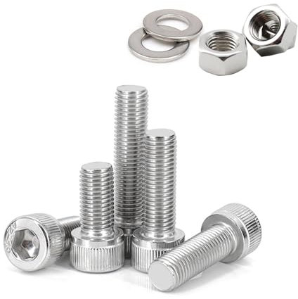 65 Stück M5x20 Zylinderschrauben A2 V2A Edelstahl Sechskantschrauben Bolzen und Muttern Unterlegscheiben set Vollgewinde Innensechskantschraube Maschinenschrauben DIN 912