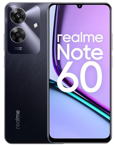 realme Smartphone Note 60 4G 6+128GB, Protection ArmorShell™, Appareil Photo de 32 MP Super Net, Fluidité à 48 Mois, IP64 résistance à l’Eau & à la poussière, Batterie puissante de 5000 mAh, Noir