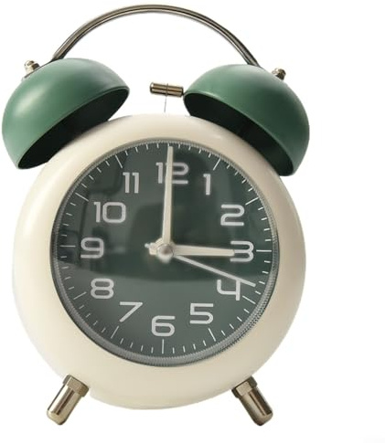 Withtalentto Reloj despertador, reloj despertador silencioso de doble campana con luz nocturna, sonido de timbre extrafuerte, reloj despertador de doble campana para el hogar, oficina, dormitorio