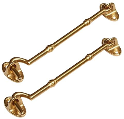 2 ganci resistenti in ottone lucido da 15 cm per porta della cabina e serratura a occhiello, chiusura con vite di fissaggio per porte, cancelli, finestre, armadi, capannoni