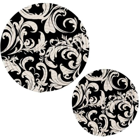 White Paisley Flower Kitchen Trivets Pot Holders Set of 2, Trivets for Hot Pots Dishes Woven Trivet Coaster Pad Mat for Counter