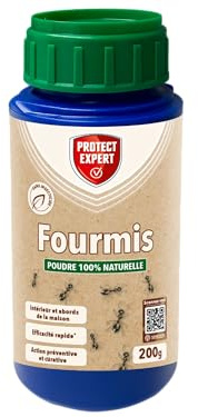 PROTECT EXPERT Poudre Anti Fourmis & Fourmilières - Intérieur & Abords De La Maison - 200g - Action Préventive & Curative - Efficacité Rapide FPOUDSI200