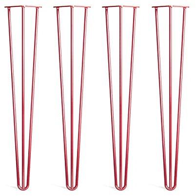 Hairpin Tischbeine, 4 Stück, rot, Stahl, Metall, Möbelbeine, stabil, moderner Industrie-Stil, für Schreibtisch oder Esstisch, 45,7 cm Höhe