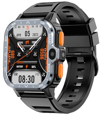 FKMBD Valdus PGD Montre intelligente Android pour homme GPS 16 G/64 Go ROM Stockage HD Double caméra NFC 2G 4G Carte SIM WiFi sans fil Accès rapide à Internet Montres Bluetooth (Noir)