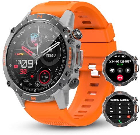 Ethelred Smart Watch da uomo, rispondere/comporre chiamate con 110 modelli sportivi, impermeabile IP68, orologio fitness con cardiofrequenzimetro, Android Smart Watch per iPhone compatibile