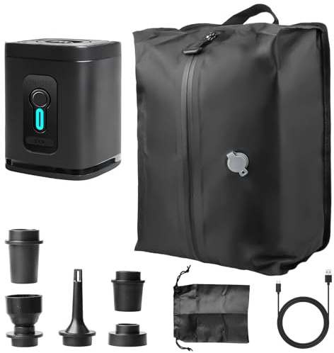 GAOUTO Sacchetti sottovuoto per abbigliamento da viaggio con pompa senza fili, sacchetti sottovuoto IP67 per viaggi, sacchetti sottovuoto riutilizzabili per archiviazione per valigie e zaini, zaino