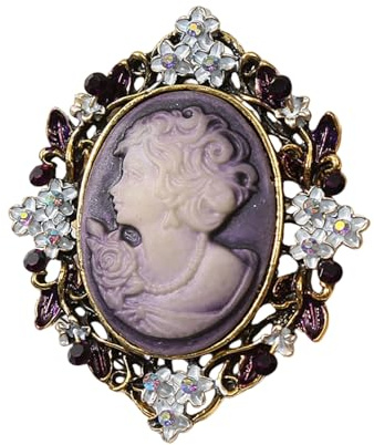 UncleS Elegantes Vintage-Broschen-Set mit antikem Gold-Finish, glitzernde Legierung, Kamee-Anstecknadel für Damen