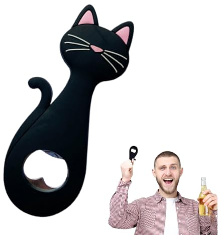 WUSJCOF 1 Stück Flaschenöffner für Katzenliebhaberinnen und -Liebhaber, Silikon Cartoon Katzenpfote, Sowohl Frauen als Auch Männer, mit Magnet (Schwarz)