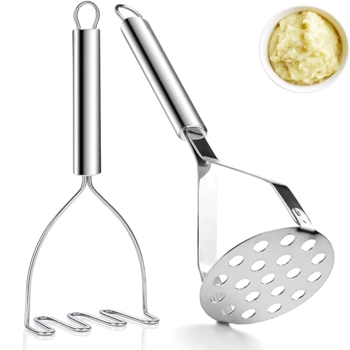 Potato Masher Stainless Steel 2pcs | Mashed Masher Kitchen Tool, Durable Mash Masher Kitchen Utensils, Kitchen Gadgets Easy to Clean