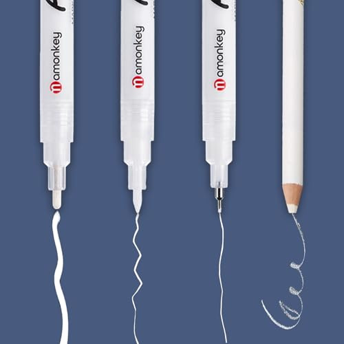 Caelura 4 Lackstift Weiß Set, Permanent Marker Weiß, Weiße Fineliner, Weißer Gelstift zum Zeichnen, Weißer Lackstift für Gästebücher und Malen auf schwarzem Papier