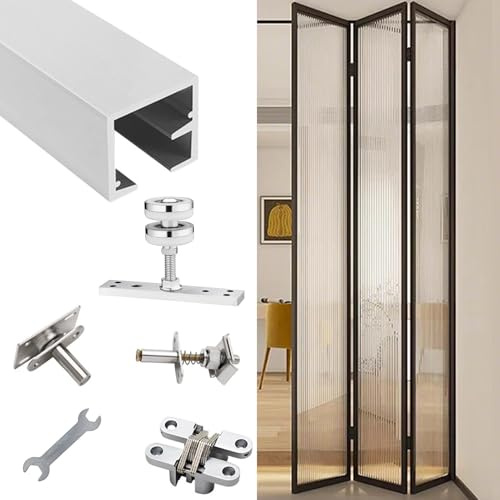rail porte coulissante Rail de Porte Pliante Coulissante avec Quincaillerie, Kit de Rail Plafond pour Porte Pliante Coulissante, Pièce Rechange Pliante Coulissante(3 doors,200cm/78.7in)