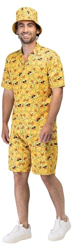 Boland - Kostüm Herren Lucky Duck Herren | Hose, Hemd und Hut mit Badeenten Aufdruck, Karneval, Festival und Mottoparty