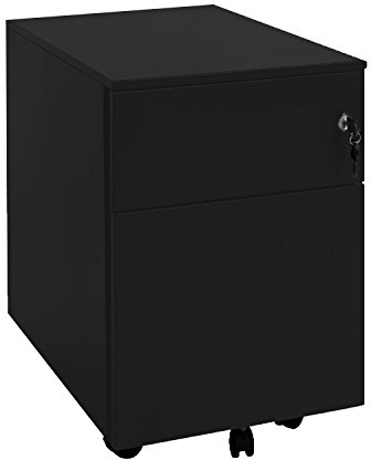 Lüllmann Büro Rollcontainer komplett montiert schwarz 56x40x60cm (HxBxT) Bürocontainer mit Hängeregistratur für DIN A4 Hängemappen 505901