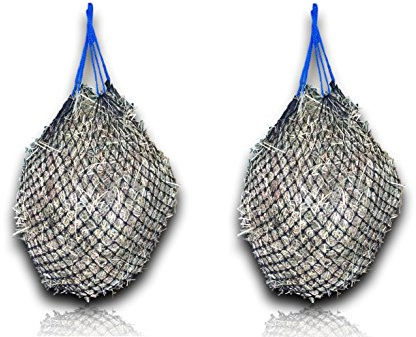 2 st hönsnät hästar extra tätt maskigt 3 cm nät + 2 x gratis karbinhakar artlämplig utfodring förbättrar matsmältningen och välbefinnandet hos djuren hö gräs foder halm fodernät höack 4,5 kg fyllningsvikt