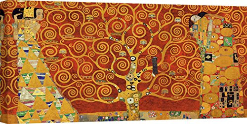 ART PRINT CAFE' – Quadro - Stampa su Tela – Gustav Klimt, L'albero della Vita (Red Variation) – 140x70 cm
