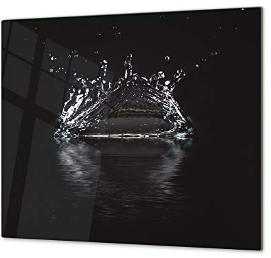 Cutting Board and Cooktop Cover - Impact & Shatter Resistant Glass; Measures: Single: 60 x 52 cm”; Double: 2 x 30 x 52 cm; D02 Water Series: Water 2