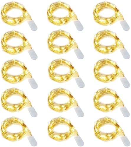 Dioxide 15 pezzi 20 LED 2M Mini Lampada a fili di rame Bianco Caldo, Luci stringa LED Luci d'atmosfera Bottiglia di vino per bottiglie Fai da te, feste