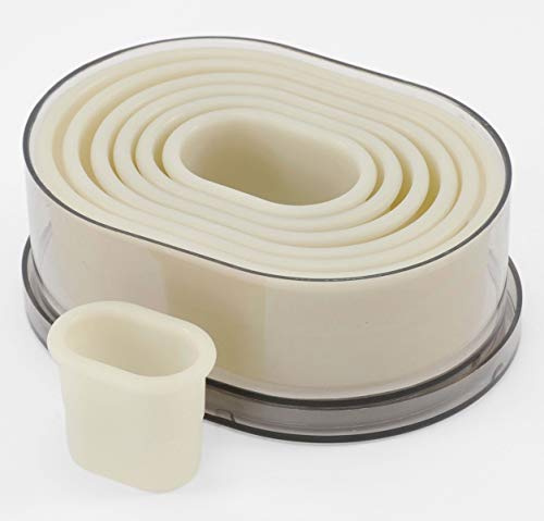 thermohauser Set of 7 Oval and Smooth Nylon Cookie Cutters White Diameter 4.5-12.3 cm