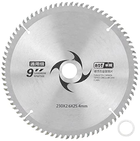 Circular Saw Blade, 9 Inch Ultra‑High Strength Carbide Circular Saw Blade Universal Model Cutting Disc for Woodworking (80T)