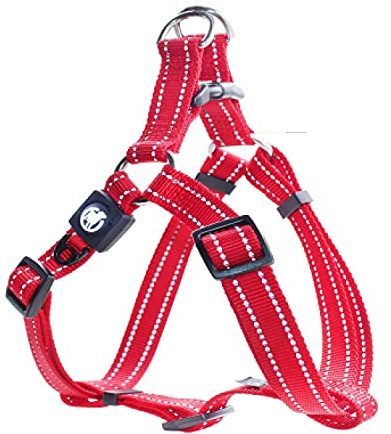 DDOXX Reflektierendes Nylon Step-In Hundegeschirr - Verstellbare Brust Welpengeschirr für alle Größen - XXS (Rot)