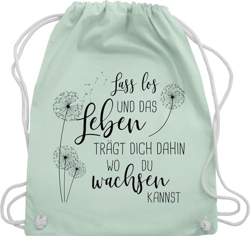 Shirtracer Turnbeutel Rucksack - Sprüche Statement - Lass los Pusteblumen - Schwarz - Unisize - Pastell Grün - mit aufschrift pusteblume beutel statements stoffrucksack sprüchen￼ stoffbeutel spruch