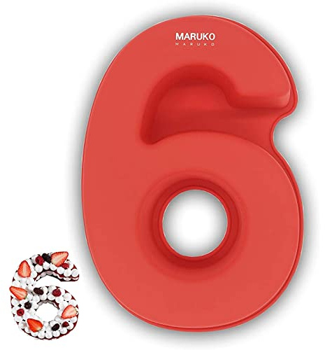 MARUKO Kuchenform Zahlen Silikon Backform Zahlen Groß 3D Number Cake Backform Anzahl 6 DIY Kindergeburtstag Hochzeit Jubiläum Geburtstagstorte Zahlenbackform