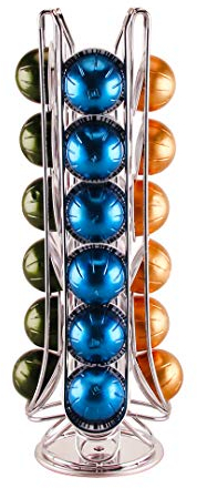 EXZACT Coffee Capsule Holder, Compatible with Vertuo, Not sold or created by Vertuo, Rotating Pod Tower Rack (Max Capacity 24, Pods Not included)