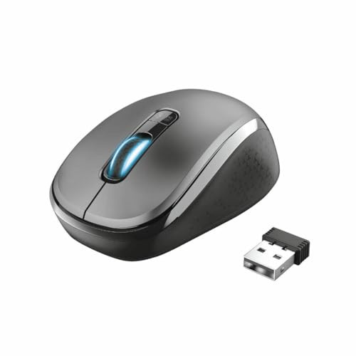 Trust Yvi Ratón Inalámbrico con Modo Dual, 800-1600 dpi, Bluetooth/2.4GHz, 6 Botones, Receptor USB, Ratón Bluetooth para PC, Ordenador Portátil, Mac, Tablet, Smartphone - Negro