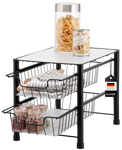 bremermann Estantería con 2 cajones, estantería de Cocina con cajón, Estante de Cocina, Estante de Pisos (Negro)